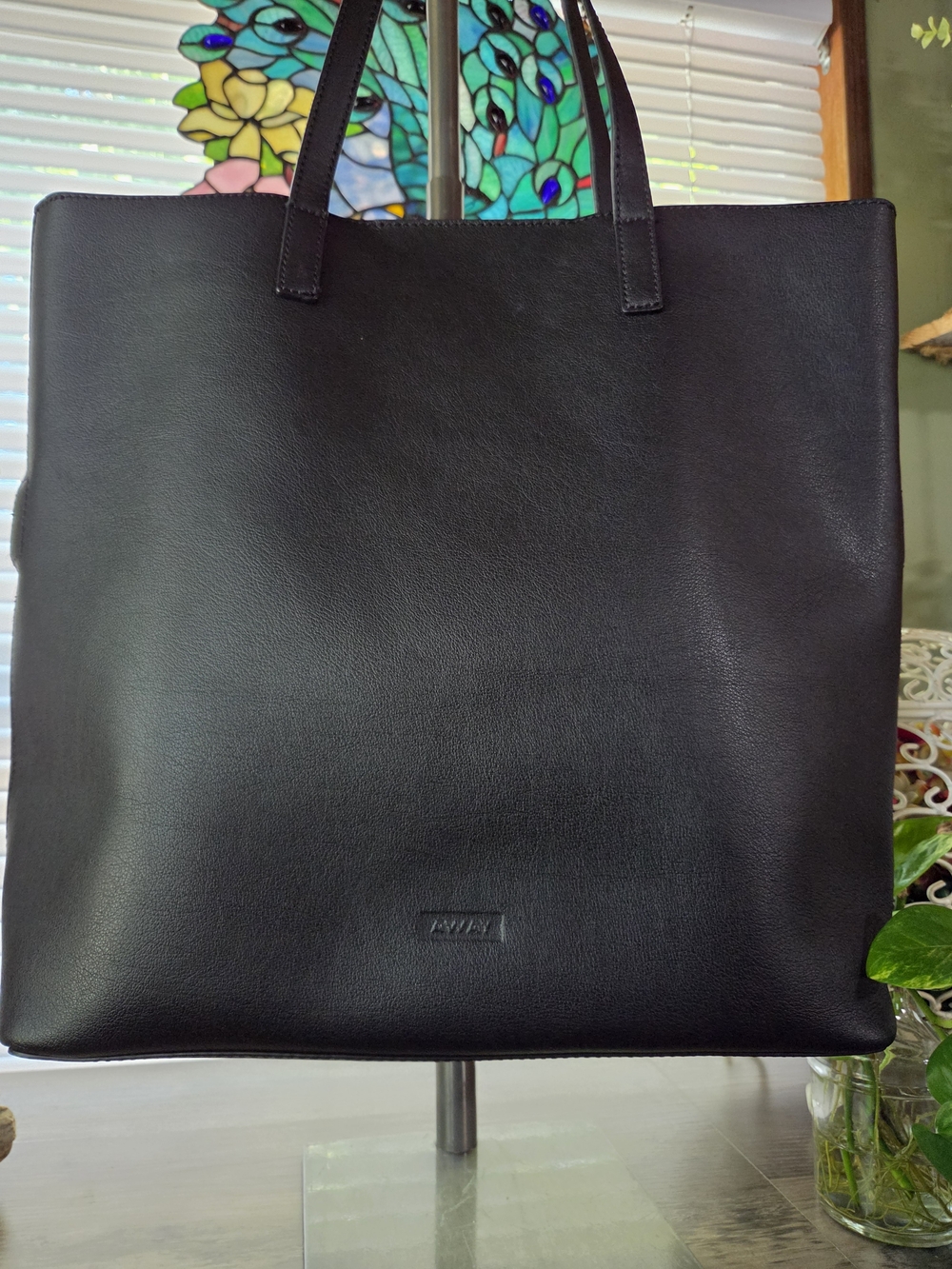 Away Black Leather Large Tote Bag Travel Business Men's Women's - Picture 7 of 11